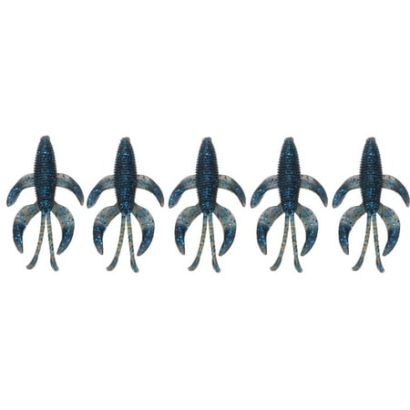 5-Pack Artificial Soft Shrimp Bait - Dark Blue Lures for Freshwater and Saltwater Fishing