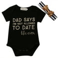 thumbnail image 1 of ITFABS Girls Summer Clothes Set Short Sleeve Letter Print Romper + Headband, 1 of 4