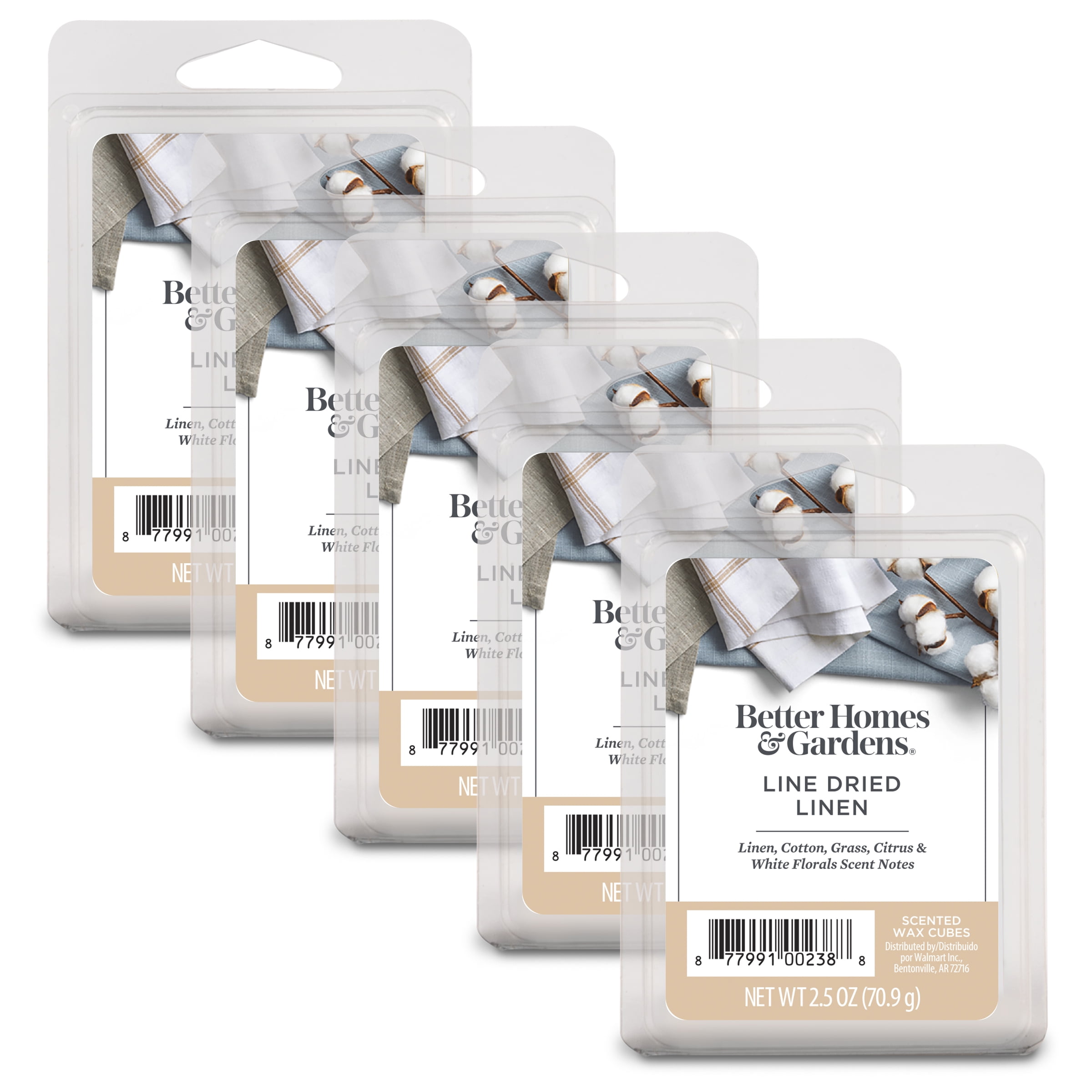 (2 pack) Line Dried Linen Scented Wax Melts, Better Homes & Gardens, 2.5 oz (5-Pack)