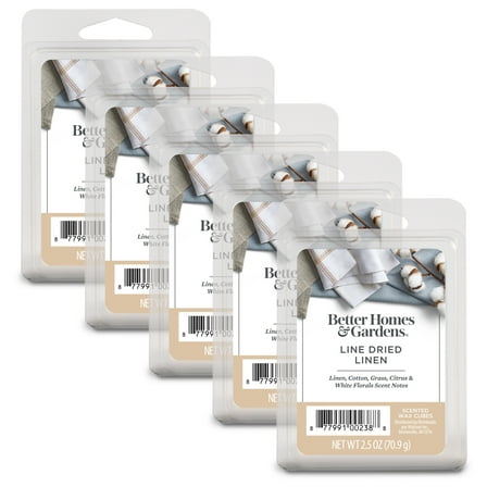 Line Dried Linen Scented Wax Melts, Better Homes & Gardens, 2.5 oz (5-Pack)