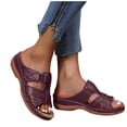 thumbnail image 5 of Domuza Womens Orthopedic Sandals Non Slip Slip on Arch Support Flat Wedge Sandals Lightweight Walking Shoes 2026 Comfort Foam Shoes Wine 7.5（EU-39）, 5 of 5