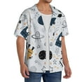 thumbnail image 4 of Vsdgher Cartoon Planets Print Men's Wrinkle Free Untucked Cuban Shirt Business Casual Button Down Shirts Short Sleeve Shirt, 4 of 7