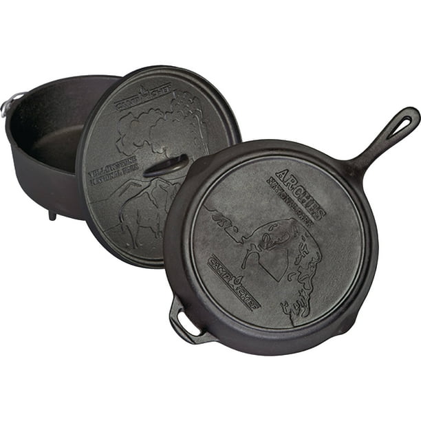 Camp Chef Cbox100 National Parks 12" Dutch Oven, 12" Iron Skillet And