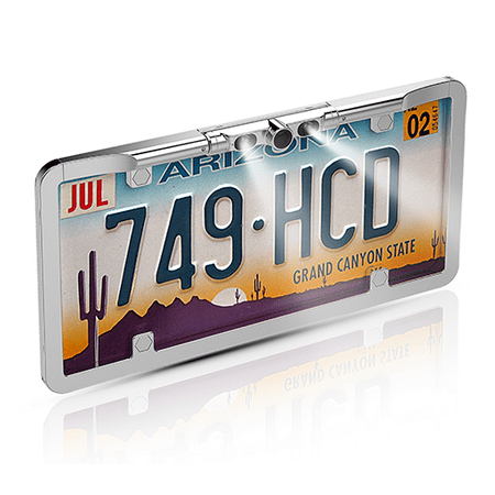 BOYO VTL275HDL - Ultra Slim Full-Frame License Plate HD Backup Camera with Multiple Viewing Modes and LED Lights (Chrome)