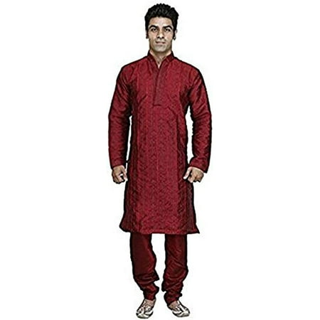 

Royal Kurta Men s Silk Blend Kurta & Churidaar Set Red
