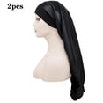 thumbnail image 3 of Gorro de noche largo, gorro de dormir de seda de imitación, gorro de dormir con banda elástica, adecuado para cabello largo y grueso, 3 of 6
