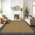 thumbnail image 2 of Hasoo Large Washable Rug 9' x 12' Area Rug for Living Room Modern Simulated Woven Texture Floral Bordered Non-Slip Neutral Indoor Decor Carpet, Navy, 2 of 5