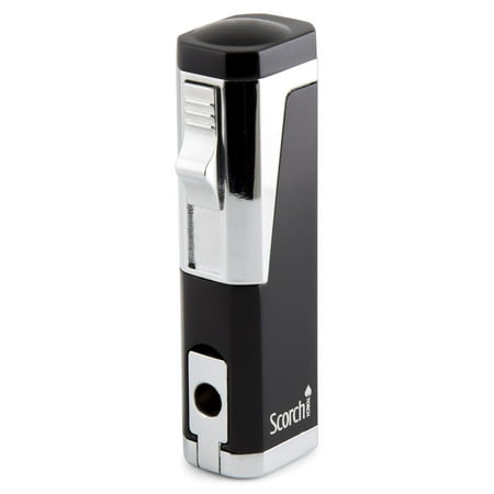Triple Torch Lighter - Scorch Torch Skyline Triple Jet Flame Butane Torch Cigarette Cigar Lighter w/ Punch Cutter Tool (Black) …
