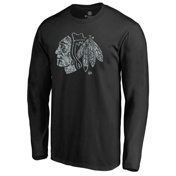 Men's Black Chicago Blackhawks Static Logo Long Sleeve T-Shirt