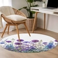 thumbnail image 4 of Round Rug 4Ft Washable Non-Slip, Watercolor Floral Circle Area Rugs for Living Room Bedroom, Spring Garden Onion Flowers Lavender Plants Indoor Floor Mats Carpet Runner for Home Decor Aesthetic, 4 of 8