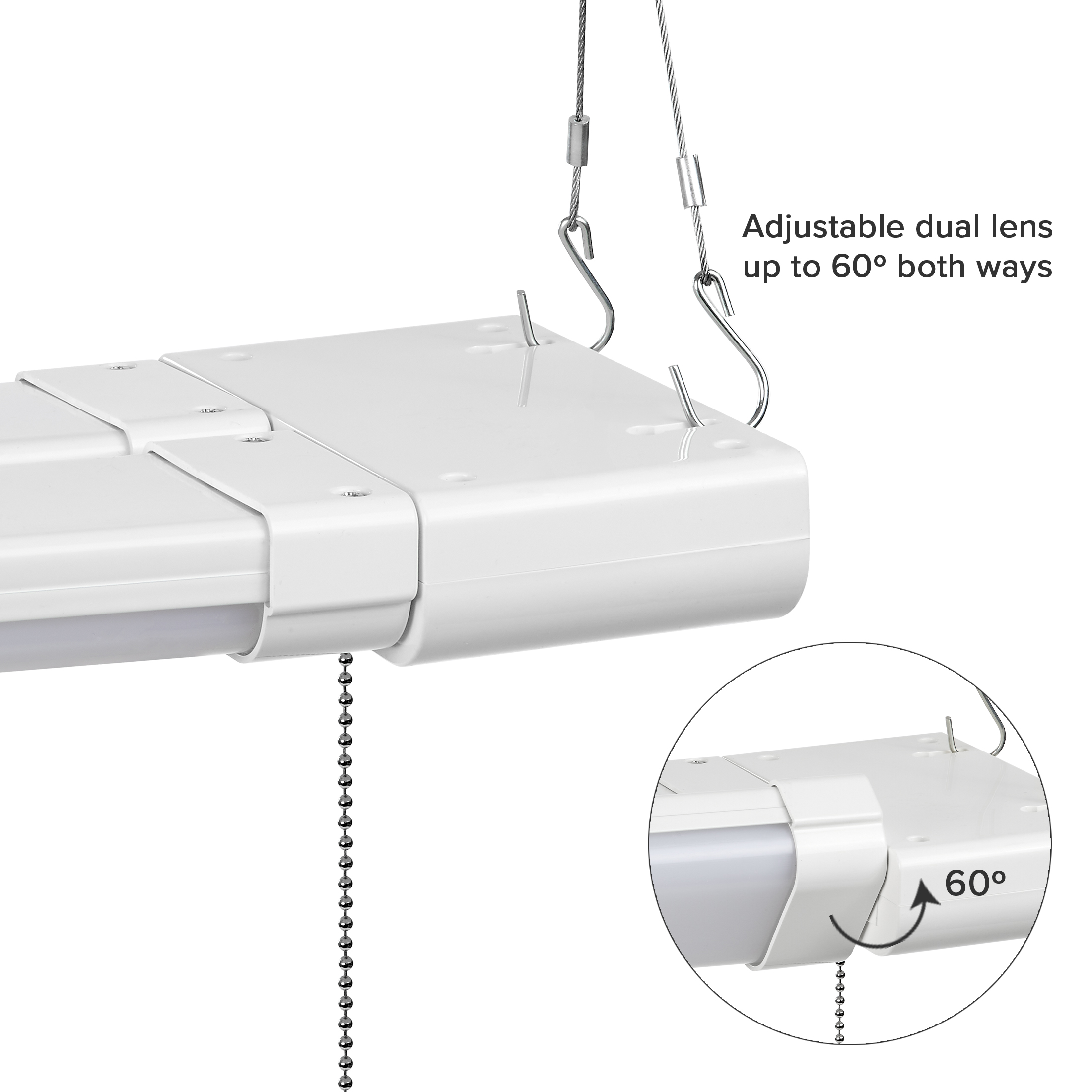 Maxxima 2 ft. Utility LED Adjustable Shop Light Fixture, Linkable, Frosted Lens 5000K Daylight 5000 Lumens
