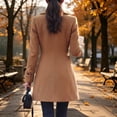 thumbnail image 4 of Mifsaly Womens Double Breasted Pea Coat Notch Lapel Long Sleeve Tailored Winter Jacket Warm Elegant Mid Length Outerwear for Office Work Travel Khaki,XL, 4 of 5