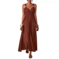 thumbnail image 4 of Lenpel Wedding Guest Dresses for Women Elegant V Neck Sleeveless Tank Dresses Fashion Pleated High Waist Dresses for Evening Party Cocktail, 4 of 6