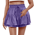 thumbnail image 2 of Shorts for Women Ruffled Hem Shorts High Waisted Drawstring Shorts Flowy Casual Shorts Summer Skirt Shorts M, 2 of 9