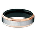 thumbnail image 2 of 6mm Brushed Tungsten Carbide Wedding Band Rose Gold Stepped Edges Black Inlay Ring 10, 2 of 3