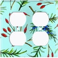 thumbnail image 2 of Metal Light Switch Wall Plate Outlet Cover (Rosemary Leaf Teal Wallpaper - Double Duplex), 2 of 2