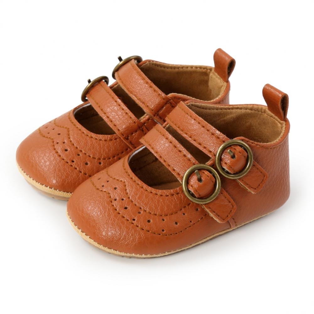 Fashion Buckle PU Leather Baby Shoes Newborn Infant Girl Classical Soft Anti-slip Toddler Moccasins Princess Wedding Dress Shoes 0-18M - image 1 of 7