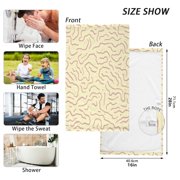 Beige Stripe Pattern Hand Towel Cotton 16x28 in Soft Absorbent Quick Dry Bath Face Towel