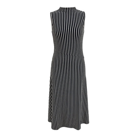 Vestido Midi George para Mujer, Rayado Vertical Negro Talla G