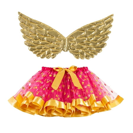 

Darzheoy Kids Girls Skirts and Wings Set Party Dance Ballet Clothing Tulle Skirt+Wing Sets Summer Saving Sale