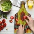 thumbnail image 3 of Modern Art Cutting Board, Psychedelic Design with Geometric Diagonal and Fractal Star Dotted Design Image, Tempered Glass Cutting and Serving Board, Wine Bottle Shape, Multicolor, by Ambesonne, 3 of 5
