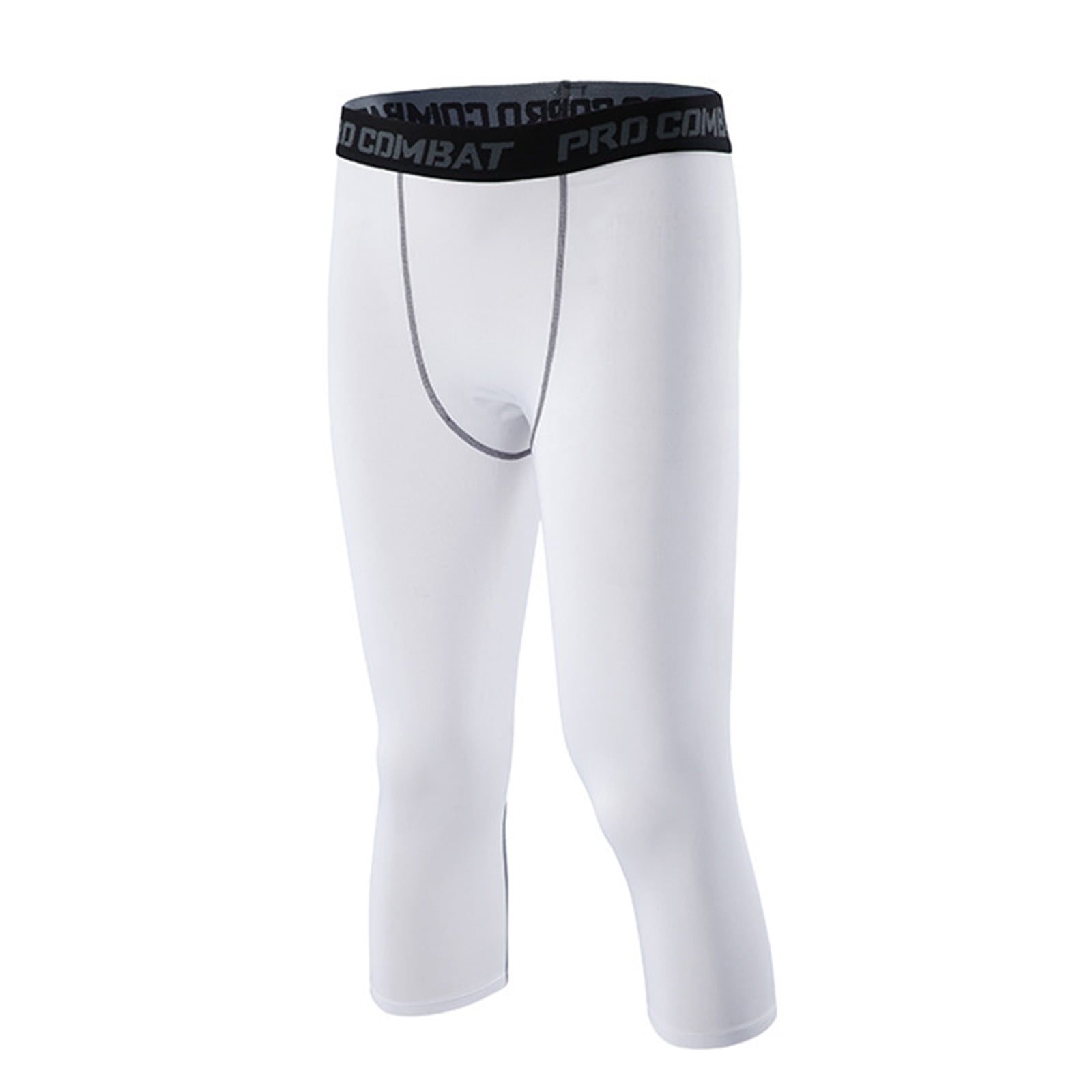 Mens Workout Pants 3/4 Compression Sports Active Cool Dry Running