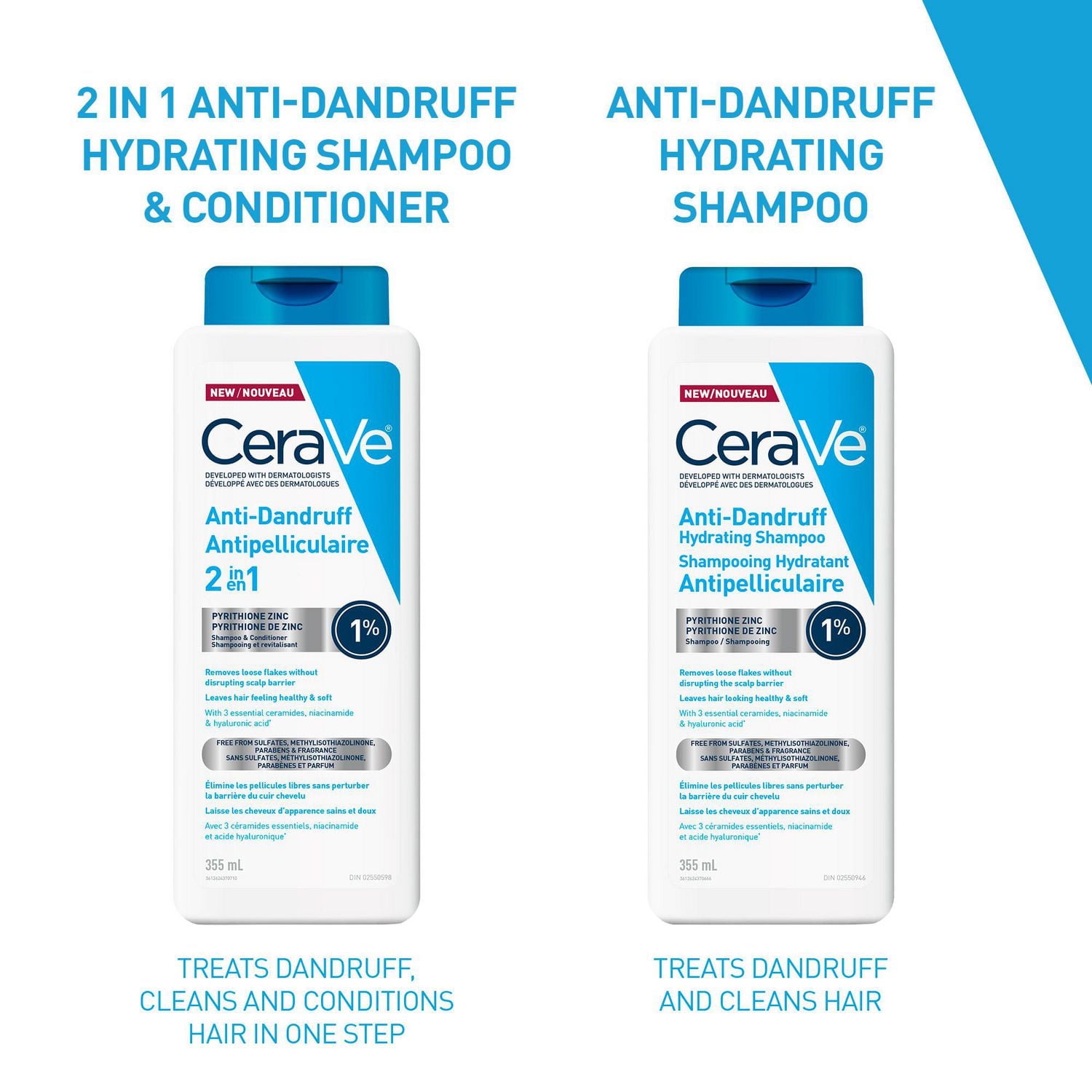 CeraVe Anti Dandruff Hydrating Shampoo for Men & Women, Gently Cleanses Scalp & Hair While Reducing Flakes, Itchiness, and Irritation, 355mL, Reduces dandruff flakes