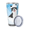 thumbnail image 2 of Haiem Collie in Bathtub Printed 20oz Straight Skinny Car Cups With Insulated Cup Sleeve Portable Handle, Sports Travel Coffee Mug, Stainless Steel, Insulated-Straw Three-piece Set, 2 of 8