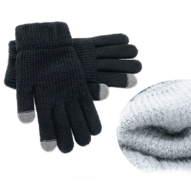 Guantes de invierno para pantalla táctil Brillar con forro de lana cálido negro