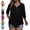 Hot Pink, variant on Women's Plus Size V Neck Tops Loose Casual 3/4 Sleeve Solid Color Blouses Relaxed A-Line Fit Curved Hem Basic Tees Shirt XXXL