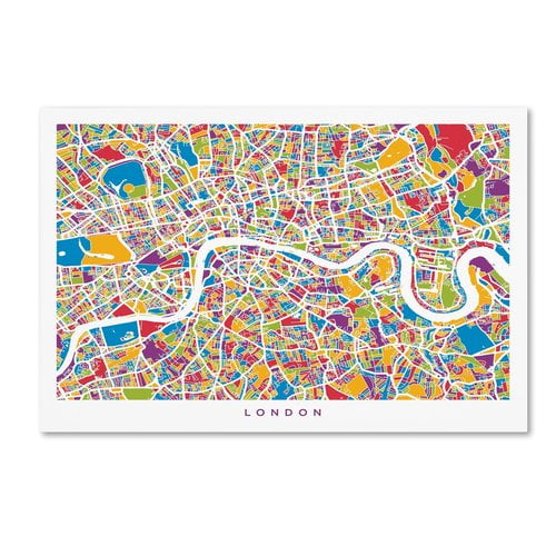 Trademark Fine Art "London England Street Map" Canvas Art by Michael Tompsett