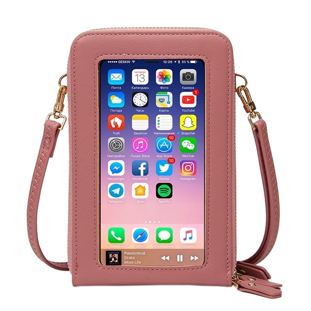 Laklulu Bolso para teléfono táctil con Triple cremallera, bolso cruzado para tarjetas de mujer