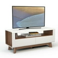 thumbnail image 5 of Demi Bonn TV Stand, Media Console with 2 Pull-Out Drawers and Open Compartment for TVs up to 50 Inch, Media Entertainment Center with Storage, for Living Room, Bedroom, White & Oak, 5 of 7