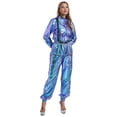 thumbnail image 4 of Aislor Women's Astronaut Costume Metallic Shiny Zipper Jumpsuit Halloween Dress Up Party Blue S, 4 of 7