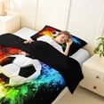 thumbnail image 4 of Castle Fairy Sport Soccer Twin Comforter Sets 2pcs, Rainbow Splatter Pattern Bedding Set, Black Red Green,Black Reversible,1 Comforter and 1 Pillowcase, 4 of 6