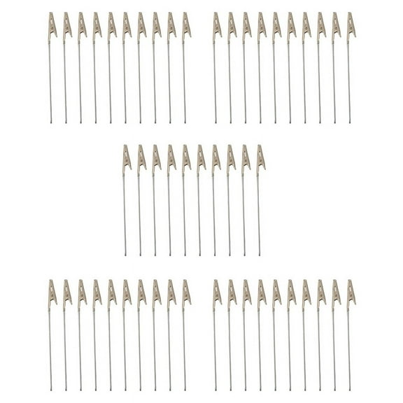 50 X Crocodile Metal Clips with Wire Stalk Alligator Clamps for Memo Note Card Holders