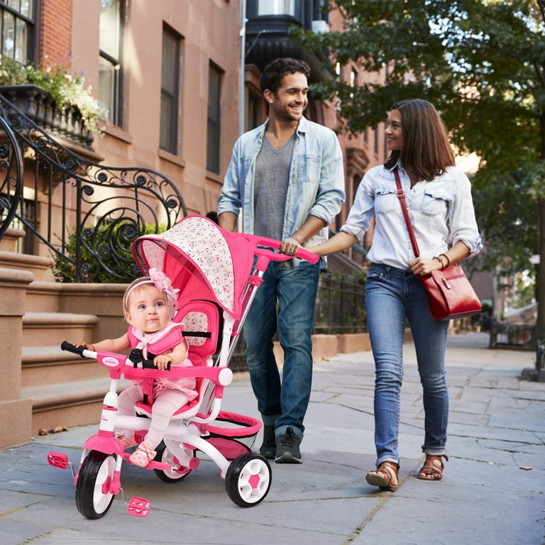 INFANS, 4-In-1 Kids Baby Stroller Tricycle, Pink, Size 10