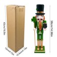 thumbnail image 3 of 15"Wooden Nutcracker Soldier Figurine St. Patrick's Day Decor,Irish Shamrock Hand-Painted Lucky Nutcracker Statue with Green Cape,Festive Holiday Ornament for Christmas Tabletop Shelf Home Decoration, 3 of 6