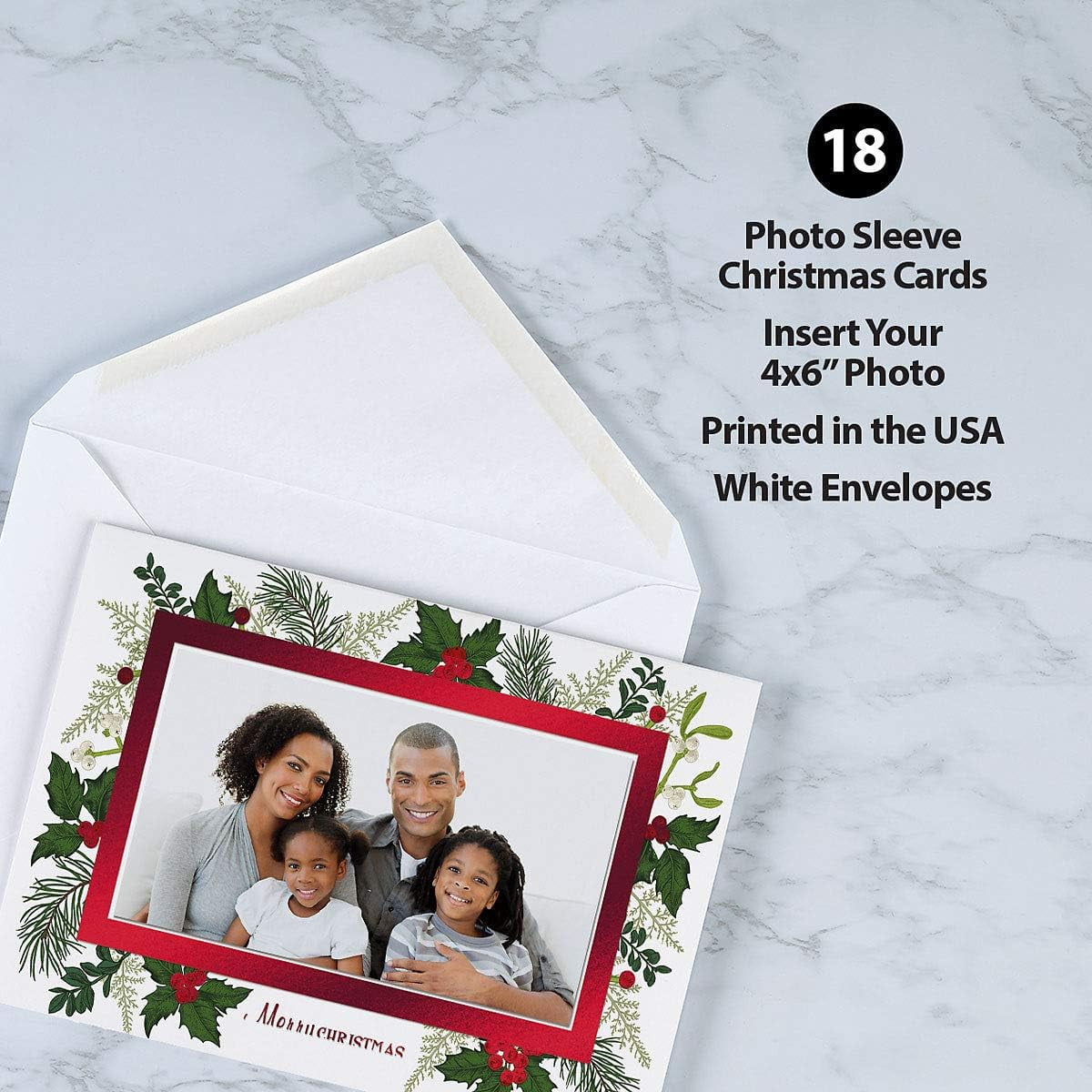 Current Christmas Card Holly Photo Frame Cards, Set of 18, Fits 4\, image size:1200x1200