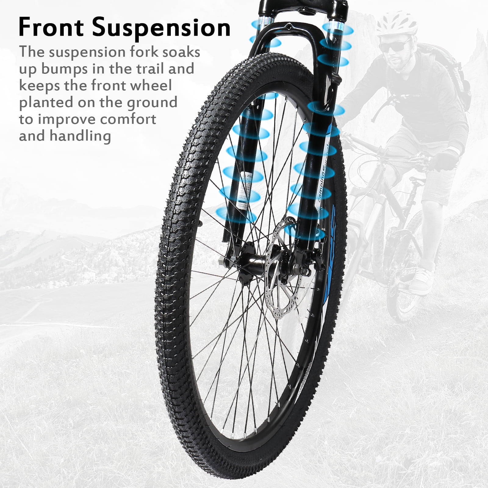 UBesGoo 26 inch Mountain Bike with 21-Speed, Dual Disc Brake, High-Carbon Steel MTB Bicycle, Blue