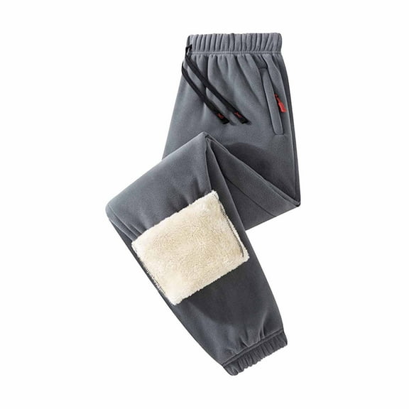 Atogsazn Mens Fleece Lined Sweatpants Fuzzy Sherpa Winter Warm Pant Soft Elastic Waist Pants Trouser 03-Gray XXXL Fashion