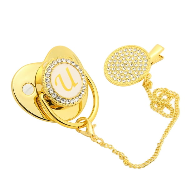 Chupete Para Bebé, Chupete Para Bebé, Diseño Curvo, 26 Letras, Chupete Para Bebé Saludable Y Brillante Con Clips Para Bebés De 6 A 18 Meses