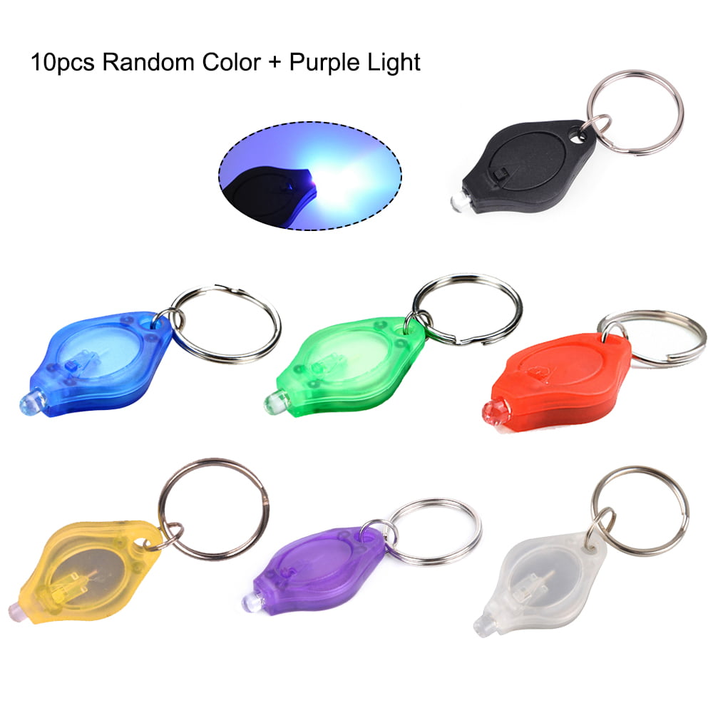 10pcs Mini Super Bright Light LED Flashlight Key Ring Keychain Lamp Torch Hiking 