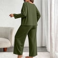 thumbnail image 6 of Njagoc3 Women's Crew Neck Lounge Set Long Sleeve Top with Wide Leg Pants 2 Piece Casual Sleepwear Multicolor, 6 of 6