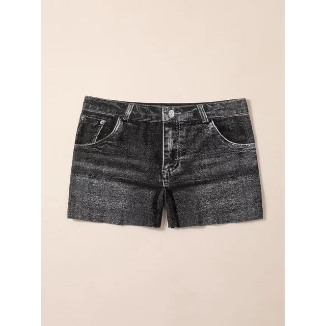 Ropa interior vaquera de simulación sin costuras para mujer, Boxer de cintura media transpirable de alta elasticidad, ropa interior y exterior