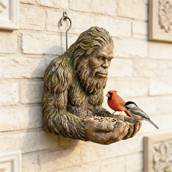 WKSCLPAI Outdoor Tree Face Bird Feeder Sculpture, Waterproof Hanging Mounted & Upright 2-in-1 Resin Bird Feeder, Forest Guardian Style Garden Yard Art Ornaments for Backyard Wildlife