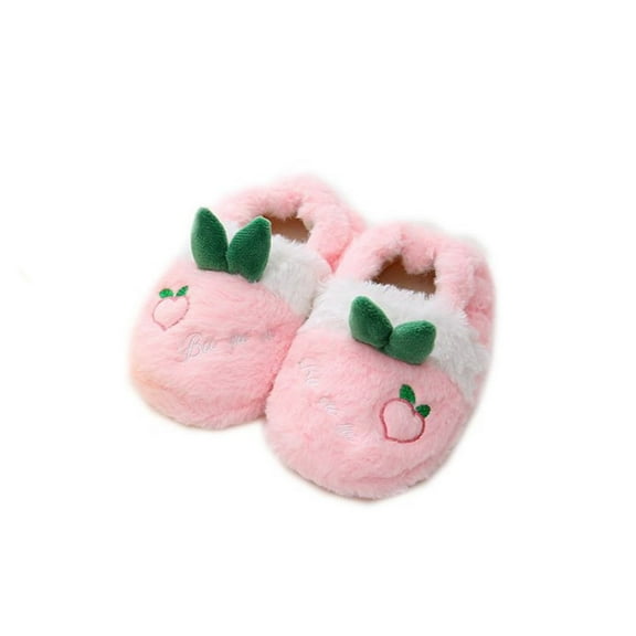 NOKIO Children'S Cute Holiday House Shoes Children'S Slip-On Slippers Kids Cozy Slippers Boys Girls House Slippers Kids Indoor Footwear Children's Winter Cute Peach Warm Plush Cotton Slippers
