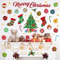 3 Sheets Christmas Decals Xmas Decorations Wall Stickers Self-adhesive Removable Vinyl Peel and Stick Festival Party Holiday DIY Decor