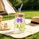 thumbnail image 1 of Vaso de agua de vidrio con tapa y pajita de vidrio – Vaso de 450 ml con decoración de mariposa para café, té y bebidas frías – Vaso reutilizable para el hogar, la oficina y uso al aire libre., 1 of 6