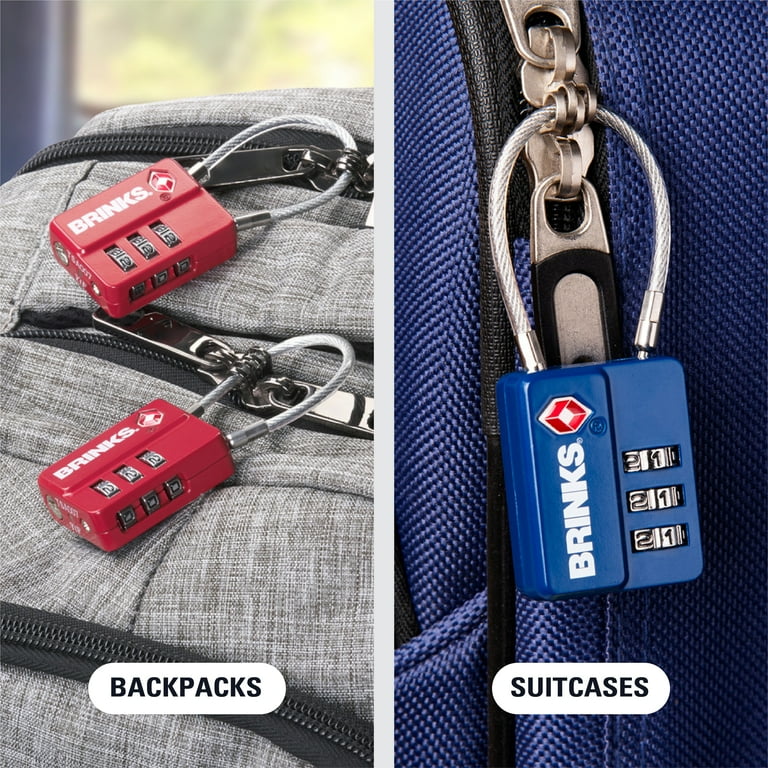 Brinks 3-Dial Combination TSA Luggage Padlock with 1-7/10in Steel